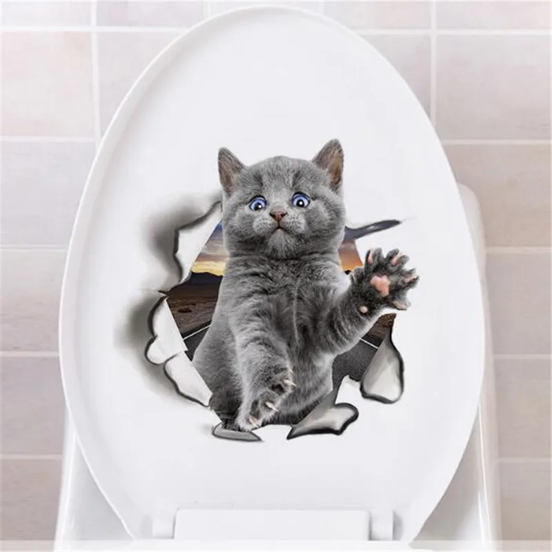 1 шт. милый 3D котенок Туалет Наклейка кошка на стену кухня холодильник наклейка s для гостиной спальня домашний декор