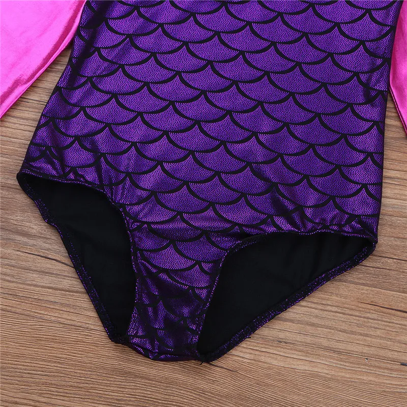 FEESHOW Girls Glittery mermaid Ballet Jumpsuit for Kids Long Sleeves Dance Gymnastics Leotard Dancewear Dress | Детская одежда и