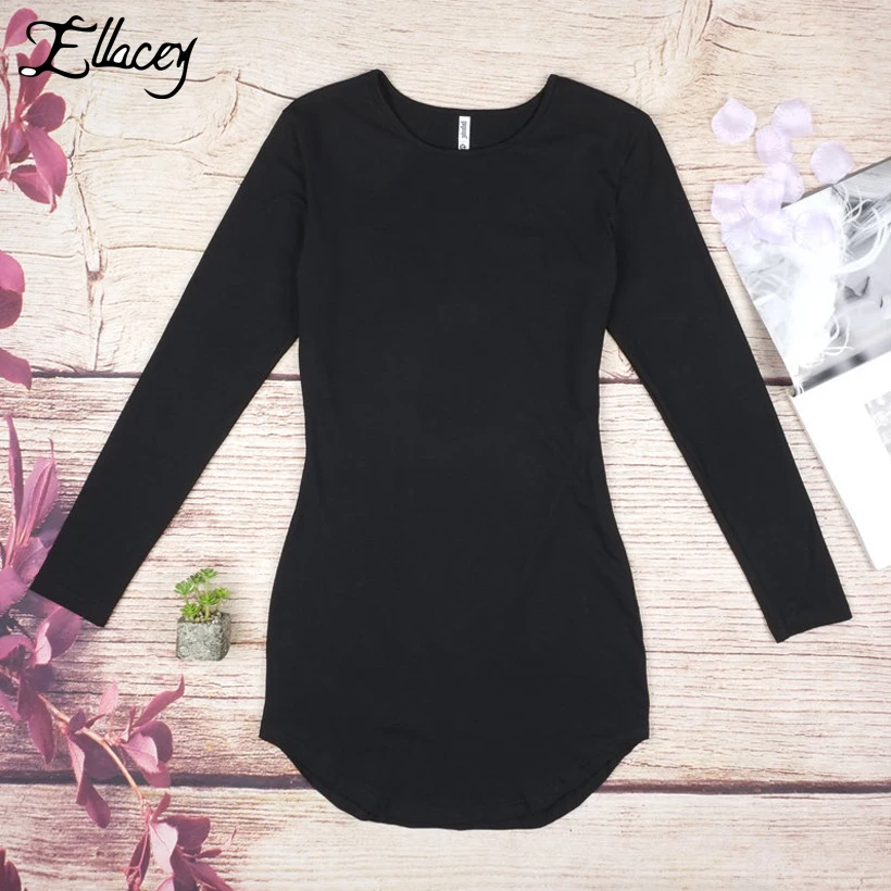 Ellcaey New 2019 Spring Bodycon Dress Sheath Green Girls Dresses Full Sleeve O-neck Sexy Mini Slim Fit Kim Kardashia Women | Женская