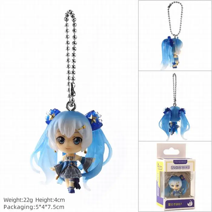 SNOW MIKU 2017 Аниме Вокалоид Хацунэ Мику фигурка мини-модель куклы брелок Снежная Мику кагамин Рин Лен Мейко игрушки кулон 4 см - Цвет: SNOW MIKU 2017