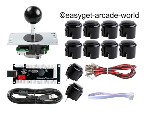 Черный Аркадная Raspberry Pi 1 2 3 проект аркадная кнопка+ 5 Pin аркадная палка+ USB кодер плата замена Sanwa Кнопка джойстик DIY - Цвет: Черный