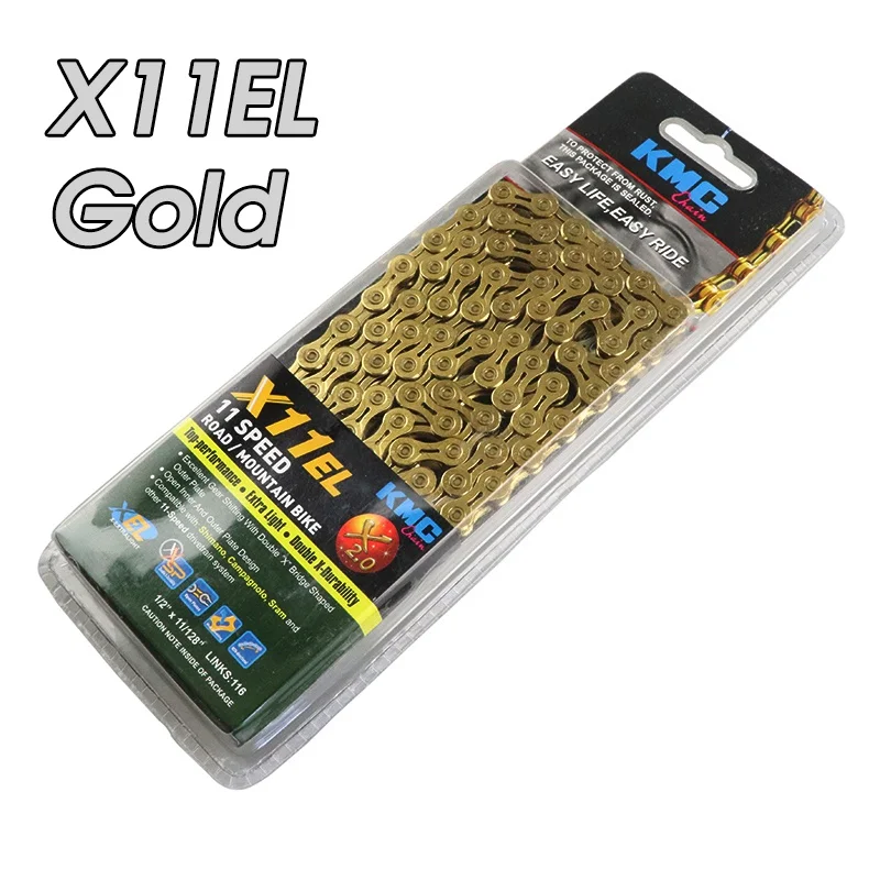 X11EL Gold X8EPT X9EPT X10EL X11EL KMC велосипедная цепь дополнительный светильник 8 9 10 11S 116L MTB горная велосипедная цепь для SHIMANO SRAM 8/9/10/11S - Цвет: X11EL Gold