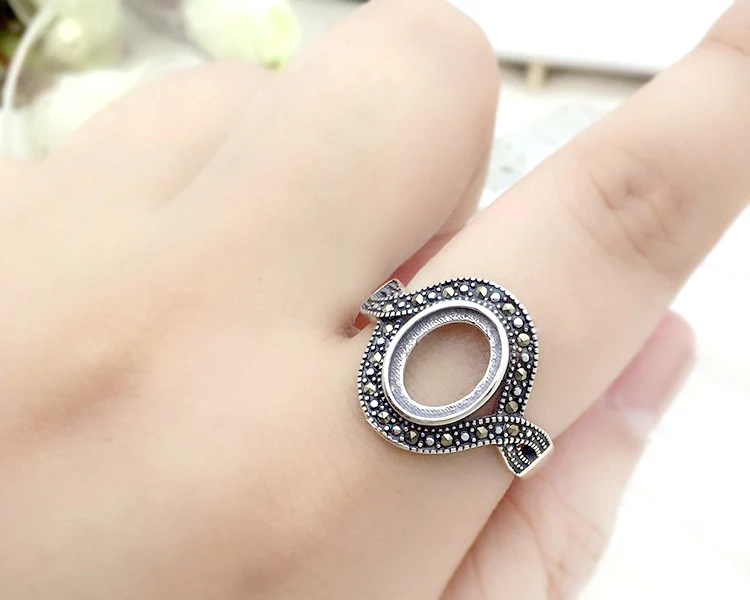 100% Sterling 925 Silver Color DIY Jewelry Adjustable Oavl Ring Blank Inner 8*10MM Setting Gemstone Base Tray Antique Plate | Украшения и