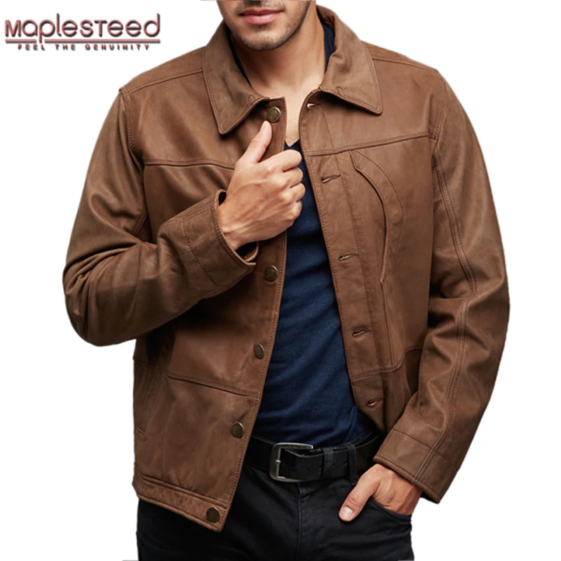Maplesteed коричневый нубук Кожаные куртки Для мужчин из натуральной коровьей