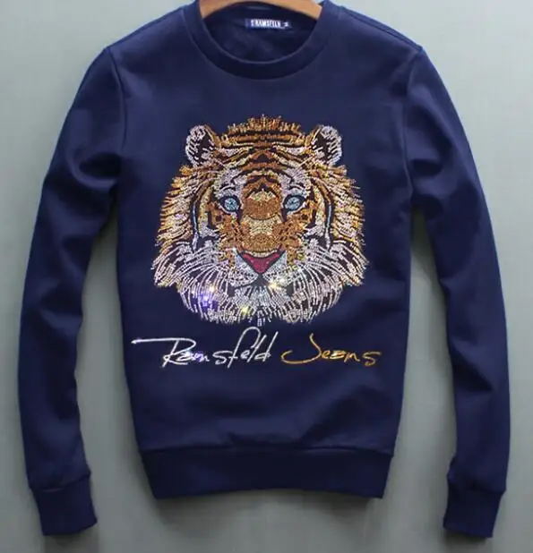 navy blue Для Мужчин Бриллиантами дизайн модный бренд печати мужские толстовки с капюшоном, пуловер хип хоп s толстовки с капюшоном Новинка года - Цвет: navy blue
