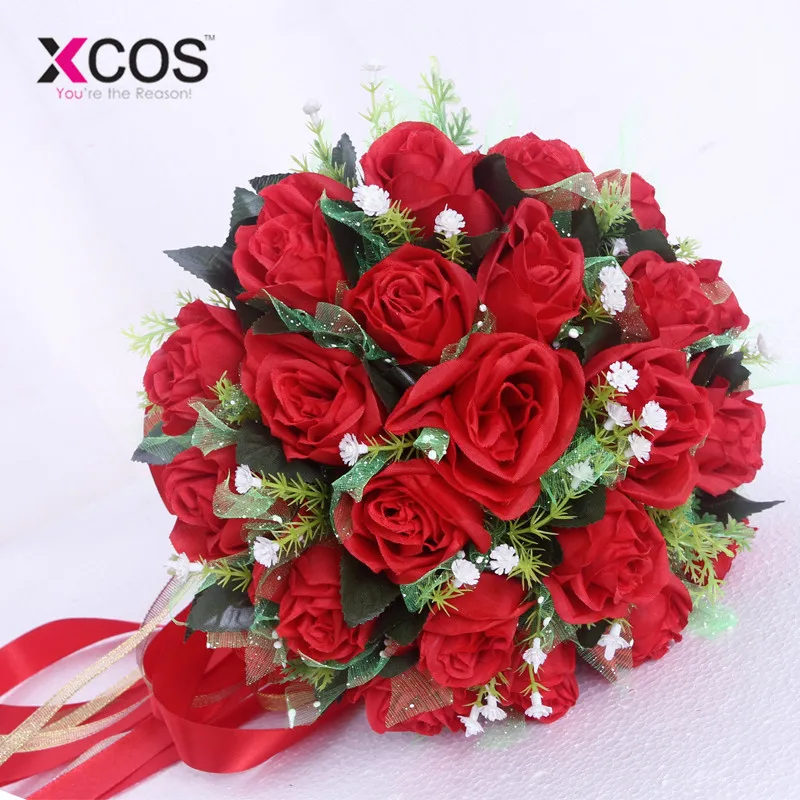 XCOS Ramos de Novia Свадебный букет свадебных цветов из белой розы романтические
