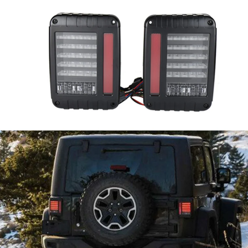 

2PCS New Red Amber LED Tail Lights 7inch 12v For 07-16 Wrangler Rear Brake Reverse Lamps LED Brake Tail Lights Kit
