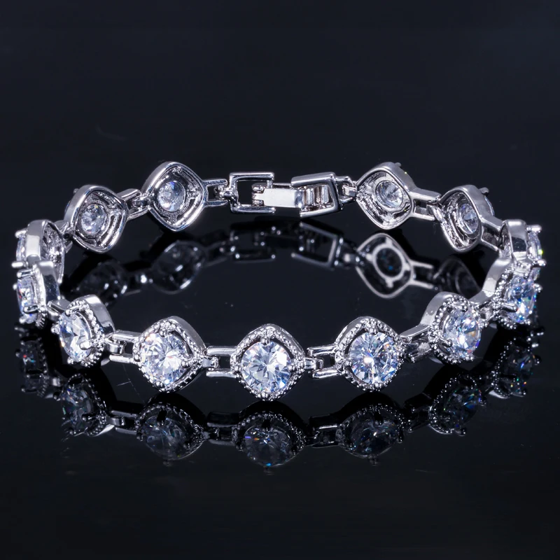 ThreeGraces AAA круглый, кубический цирконий Кристалл проложенный серебряный цвет теннисный браслет для женщин костюм аксессуары вечерние подарок BR114