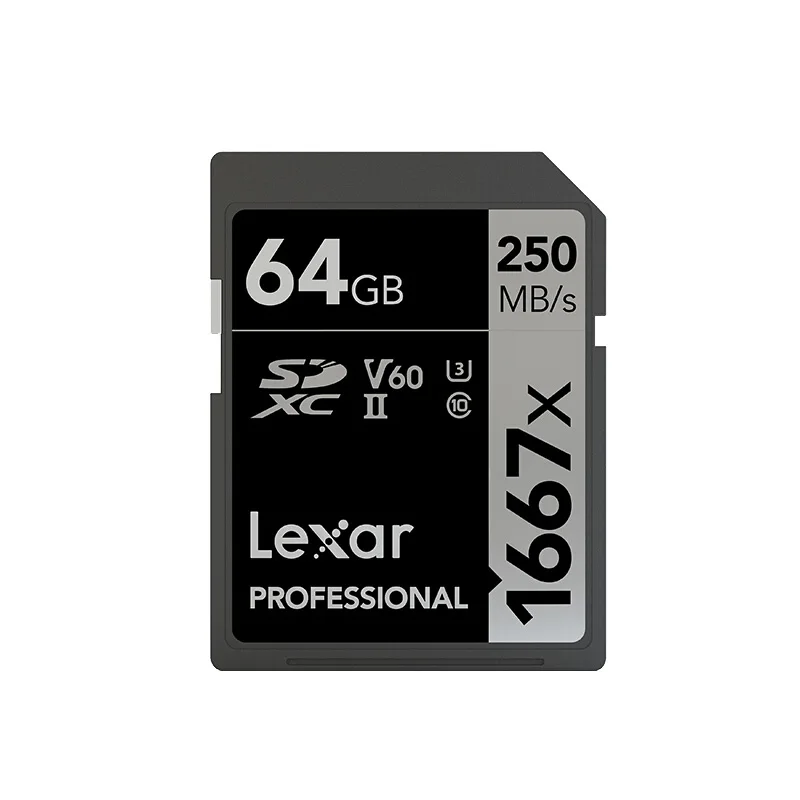 New Original Lexar SD Card 64GB 128GB 256GB SDXC UHS-II U3 250MB/s 1667x Flash Memory Card For 3D 4K Digital Camera cards