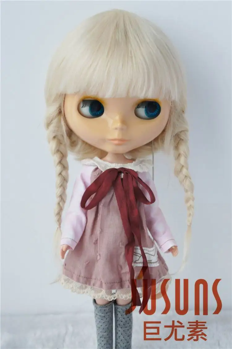 Blond M9 JD018 10-11 дюймов мохер парики Красивая Ана две косы BJD кукла парик Мода Кукла волосы - Цвет: Blond M9
