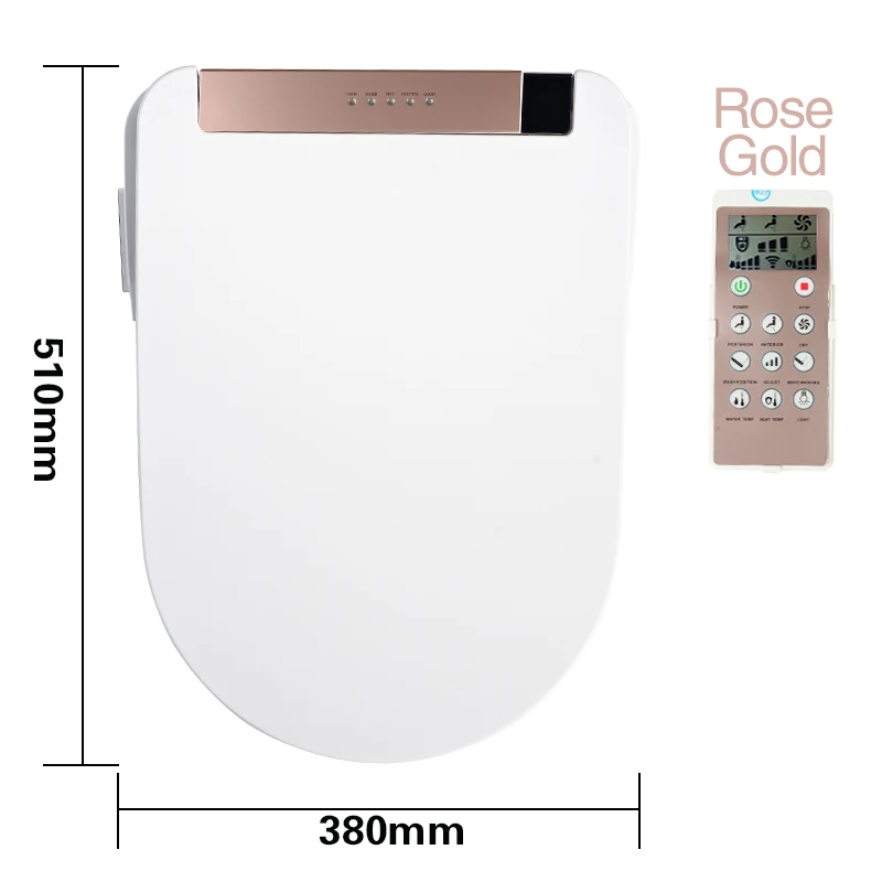 KOHEEL LCD 3 Color Intelligent Toilet Seat Elongated Electric Bidet Cover Smart Bidet Heating Smart Toilet Seat - Цвет: Rose Gold-Remote
