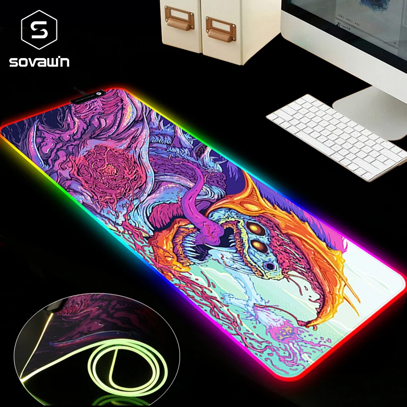 800x300 большой коврик для мыши геймер USB LED RGB Освещение игровой компьютер XL