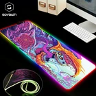 800x300 большой коврик для мыши геймер USB LED RGB Освещение игровой компьютер коврик для мыши XL резиновый коврик для мыши cs go Hyper Beast для ПК ноутбука