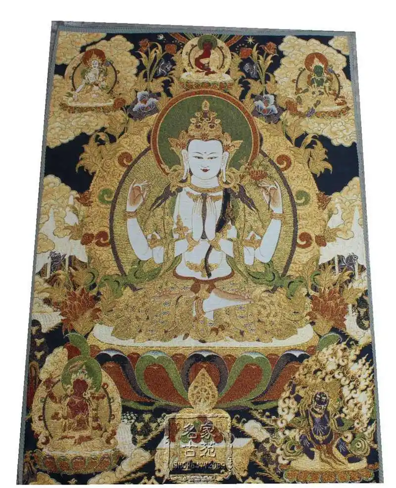 2016 новое поступление Будда тангка украшение для дома антикварная шелковая