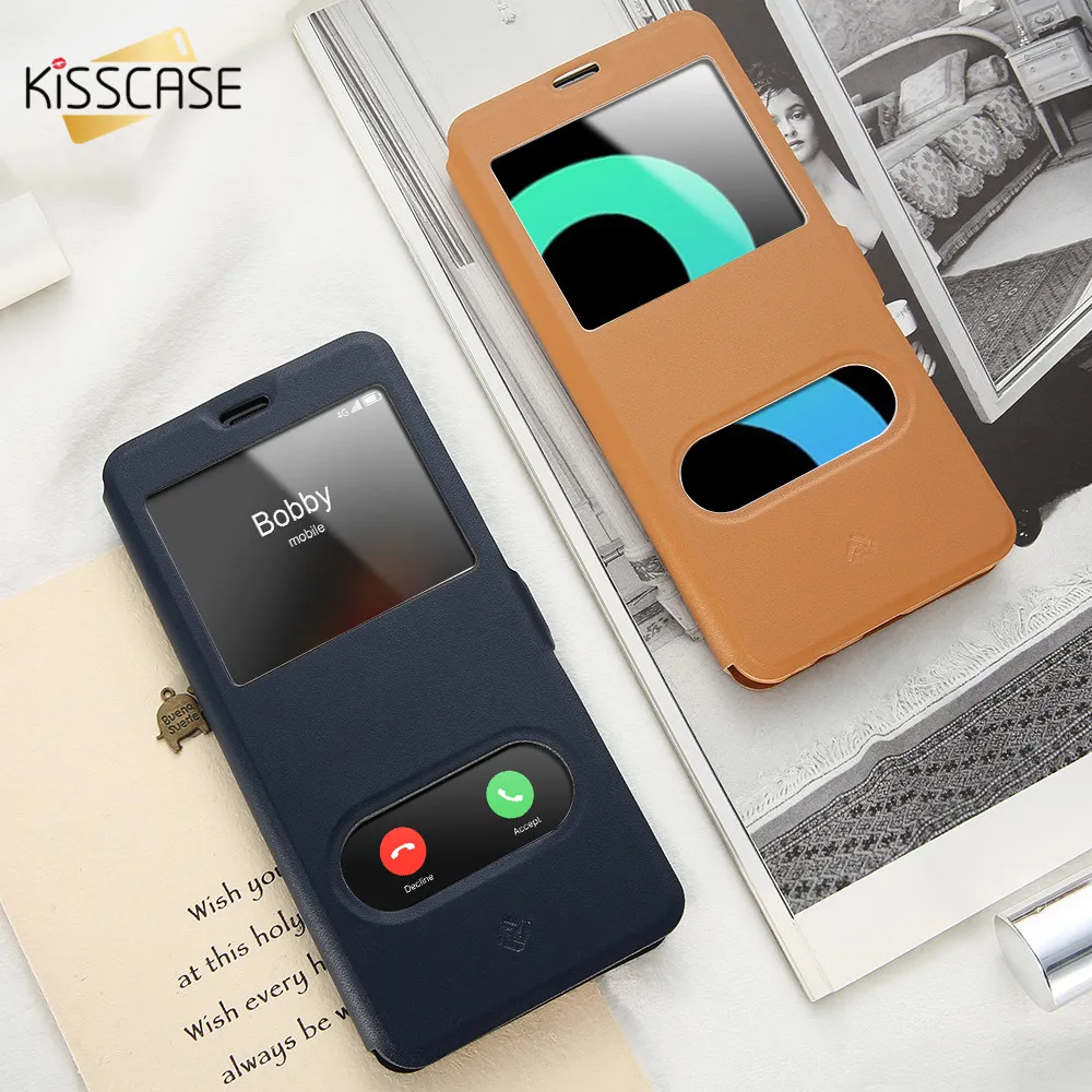 Kisscase флип чехлы для телефонов Samsung Galaxy S8 S7 S6 Edge S5 S4 S3 PU чехол с пряжкой на окно A3 J5 J7