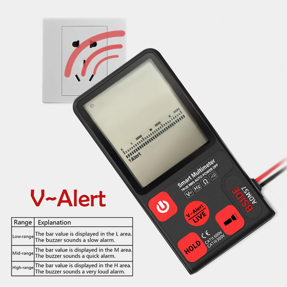 ADMS7 Smart 3.5'' Large LCD Digital Multimeter 3-Line Display Fully Auto-Range TRMS 6000 Counts DMM with Analog Bargraph |