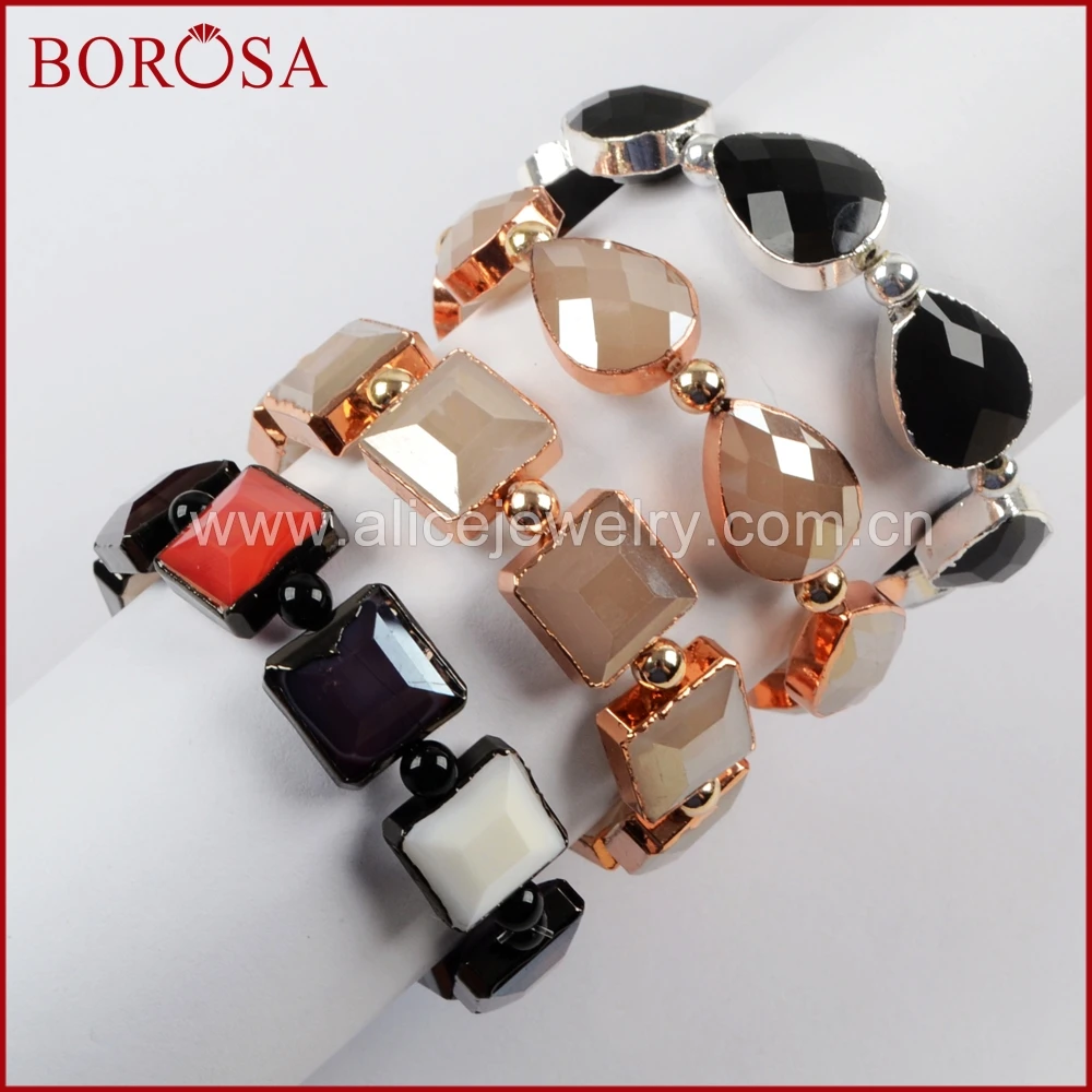 BOROSA 5 шт. натуральные многоцветные ограненные камни квадратный/подвеска