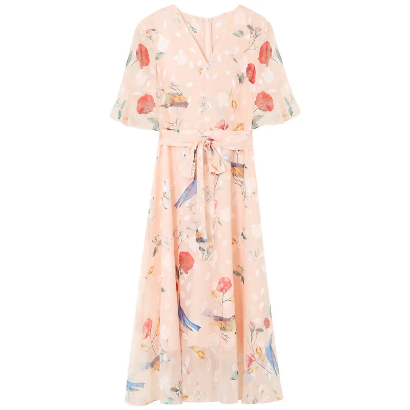 

Chiffon Dresses Summer Mid-long Bohemian Dresses with New Seaside Resort Beach Dress Temperament