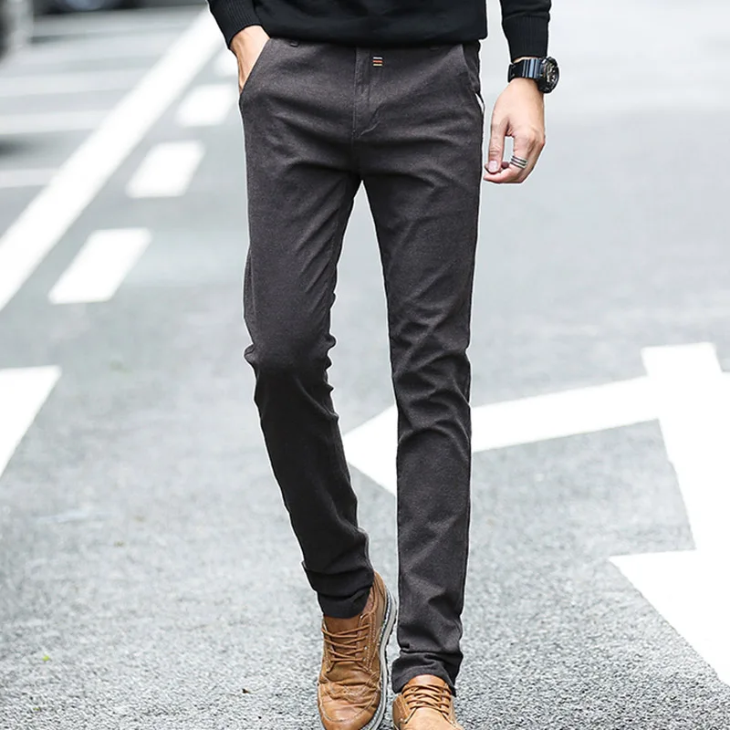 Осень-зима; в повседневном стиле брюки мужские s Slim Fit плюс размер мужские модные спортивные брюки высокого качества спортивные брюки брендовая одежда для мужчин - Цвет: Коричневый