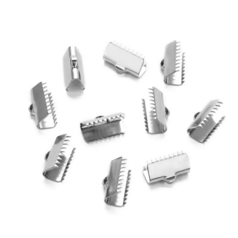 Start-up 20pcs/lot Smooth Stainless Steel Ribbon Clip Clamp Cord Crimp End Cap Tip Pinch Necklace Bracelet Connector Finding DIY | Украшения