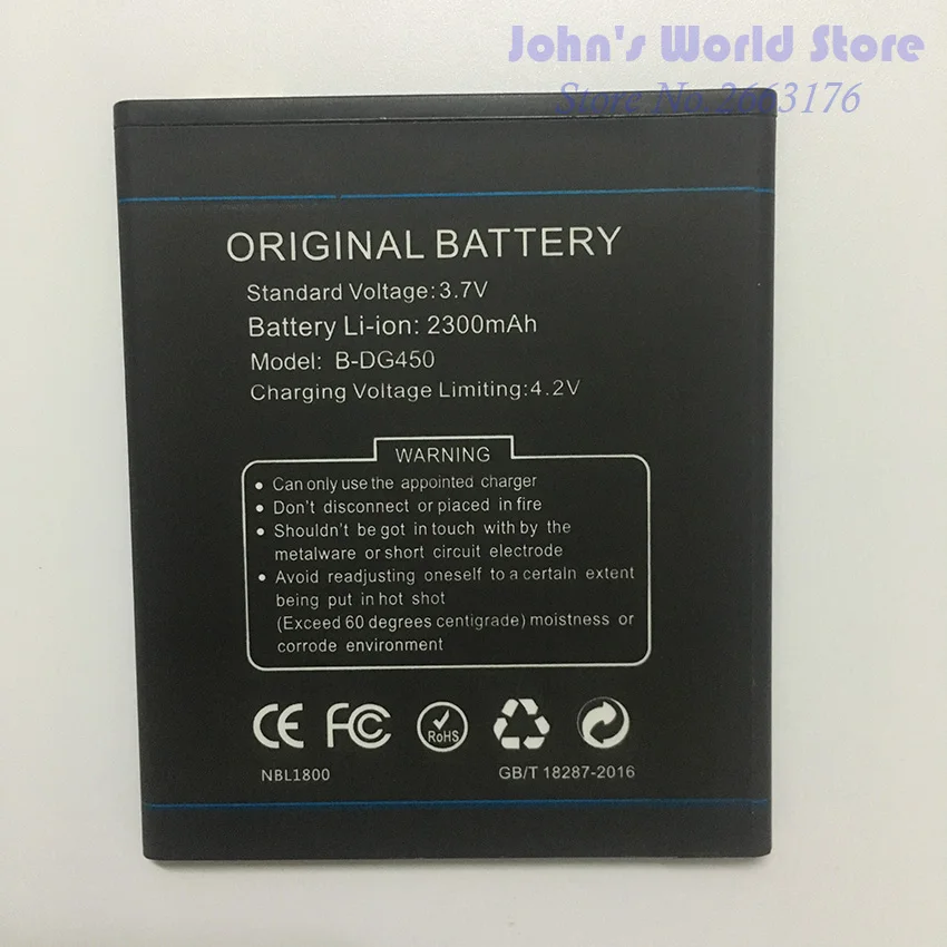 Original Battery for DOOGEE B-DG450 Smartphone 2300mAh Lithium-ion DG450 Mobile Phone battery | Мобильные телефоны и