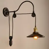 vintage Loft Antique iron Wall lamp Lift Retractable Pulley Wall Sconce Lighting for bedside Bar Cafe Light 110-240V