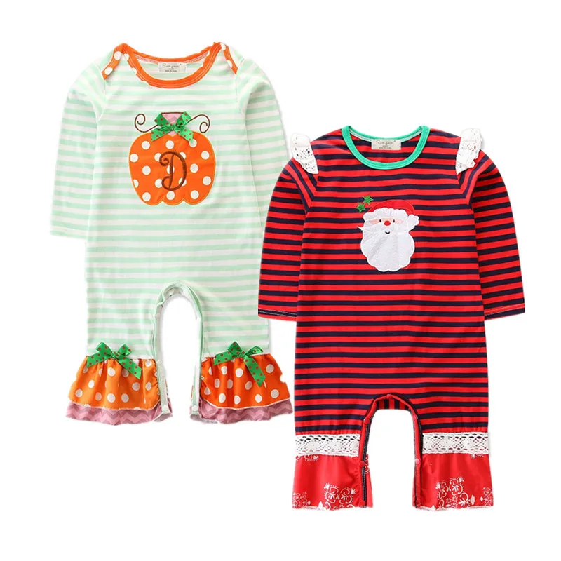 

Newborn Baby Romper Halloween Christmas Infant Jumpsuit Baby Boys Cotton Rompers Pumpkin Santa Claus Children Clothing D0942