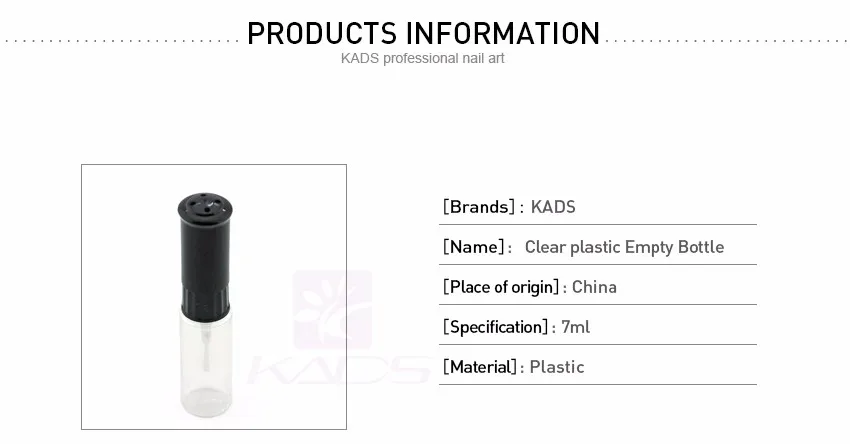 KADS 200 шт./компл. Прозрачная Пластиковая Пустой Nail Art Польский Бутылки С Ручкой для Ручки Искусства Ногтя Ногтей