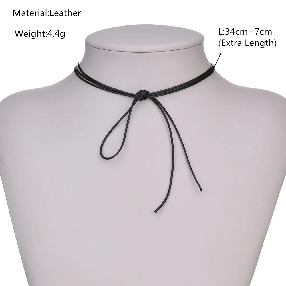 GEREIT Ретро этническое ювелирное изделие ручной работы Черное Кожаное колье