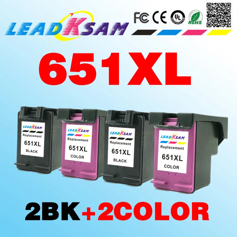 4x 651XL чернильный картридж совместимый для hp651 651 Deskjet Ink Advantage 5575/5645 officejet 202