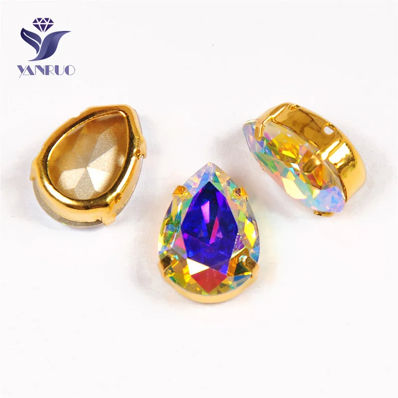 With Gold Claw YANRUO 4320, все размеры, AB, блестящие стразы Starss, Кристальные камни для рукоделия, стразы для создания украшений - Цвет: With Gold Claw