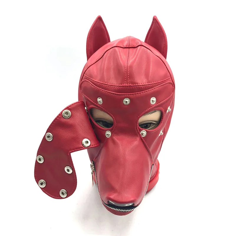БДСМ маска из ПУ кожи для собак сексуальный капюшон бондаж фетиш секс игрушки