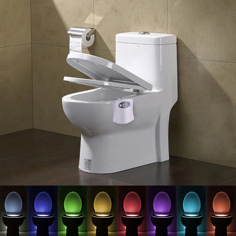 Умная Светодиодная лампа для унитаза с датчиком PIR RGB 8 видов цветов меняющая
