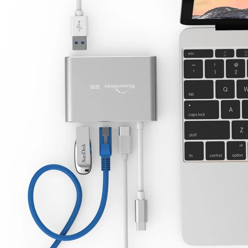 Type C зарядка зарядный адаптер HDMI/VGA/сетевой порт/USB удлинитель USB 3 0 алюминиевый