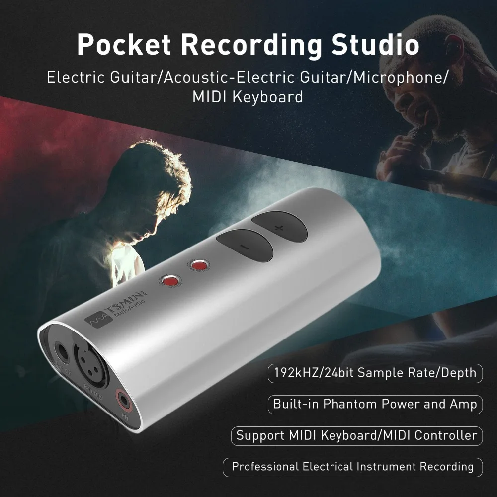 Портативный USB аудио интерфейс звуковая карта Профессиональный Запись Микрофон гитара прямая трансляция поддержка Midi клавиатура контроллер