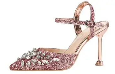 B rose gold 9cm heel Женские босоножки; модные золотистые туфли принцессы на высоком каблуке 10 см, 6 см, с пряжкой и ремешком; роскошный дизайн - Цвет: B rose gold 9cm heel