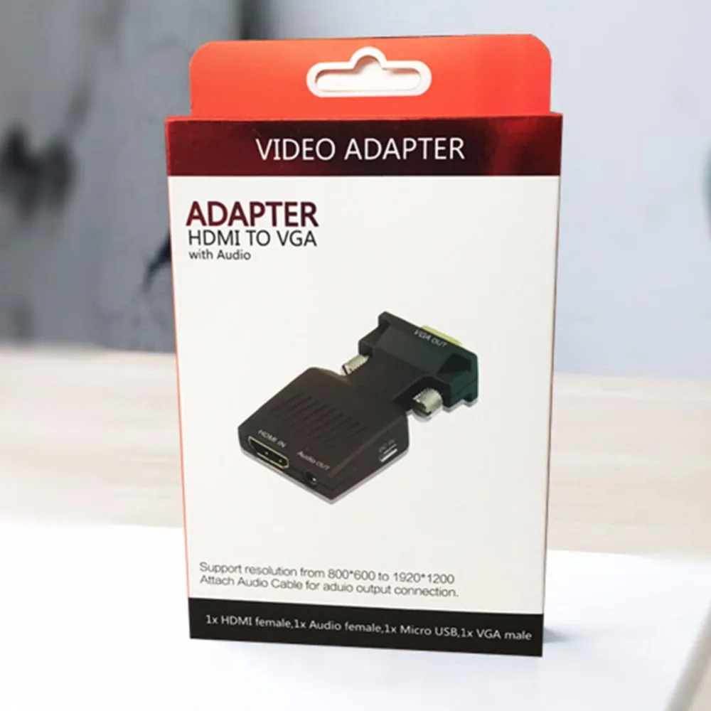 Позолоченный активный 1080P HDMI Женский вход в VGA Мужской выходной конвертер адаптер