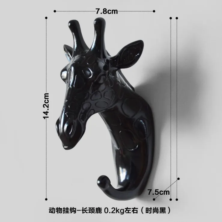 Креативные 3D крючки для стены украшения двери животных крючки декоративные крючки для одежды полимерные крючки олень носорог слон жираф лошадь - Цвет: 11