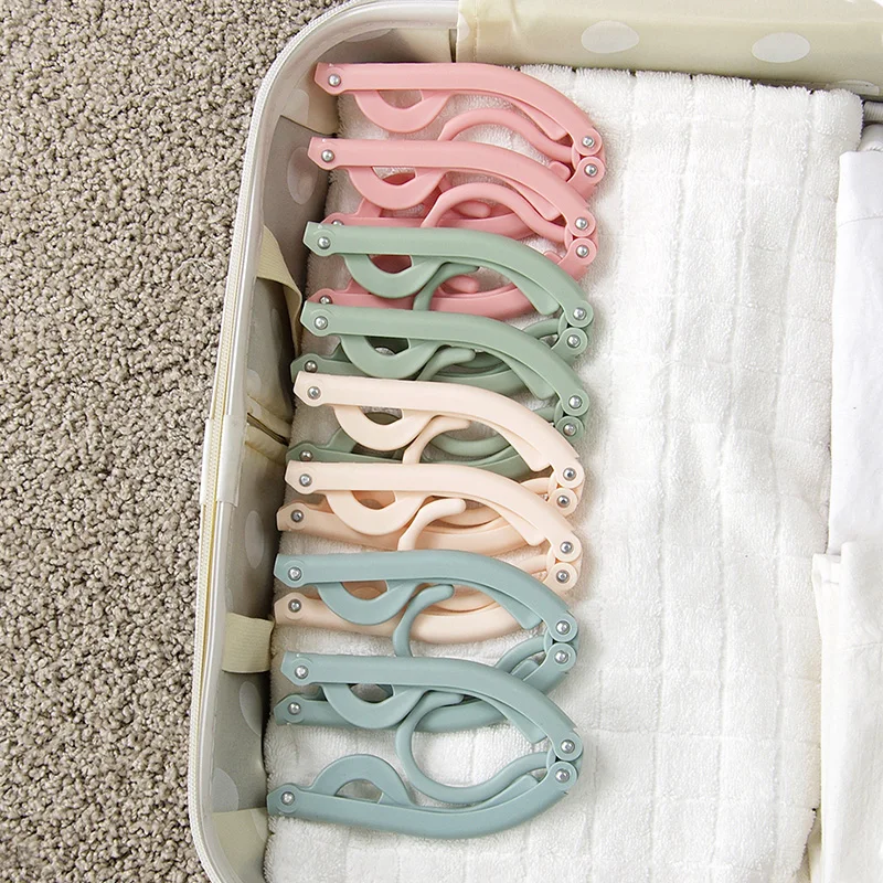 5 Pcs Portable Travel Cloth Hanger Organizer Non-Slip Plastic Foldable Rack Drying Coat Storage perchas cintres pour vetements