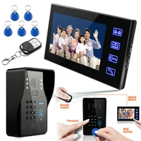 touch key 7 lcd rfid password video door phone intercom system wth ir camera 1000 tv line remote access control system