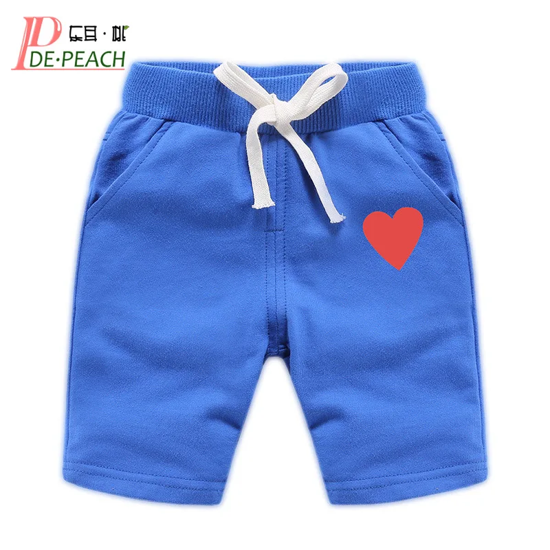 

DE PEACH 2019 Summer Cotton Baby Boys Girls Shorts Pants Love Heart Pattern Kids Casual Short Pants Children Clothes 1-12Years