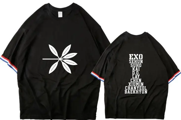 

Летняя модная футболка exo the war album, футболка с круглым вырезом и принтом участника kpop exo, свободная футболка с цветными полосками на молнии