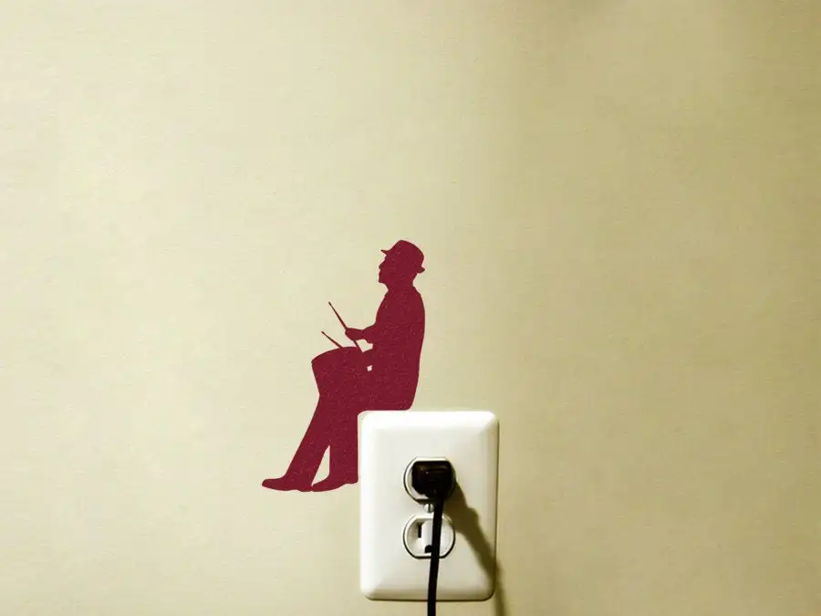 Человек играет ударник светильник переключатель бархат Наклейка С Вращающимся