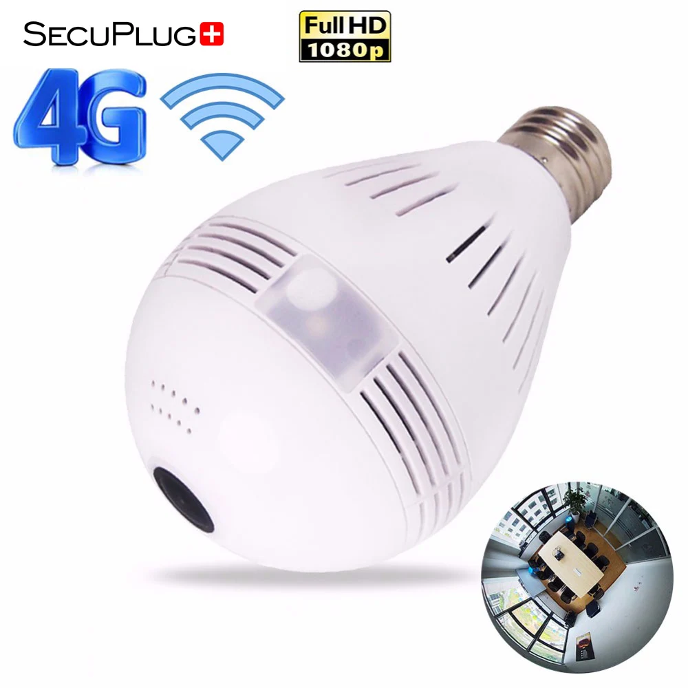 SIM карта 1080P HD Беспроводная купольная ip-камера с лампой Wi-Fi 360 градусов Беспроводная панорамная Домашняя безопасность WiFi CCTV рыбий глаз лампа IP