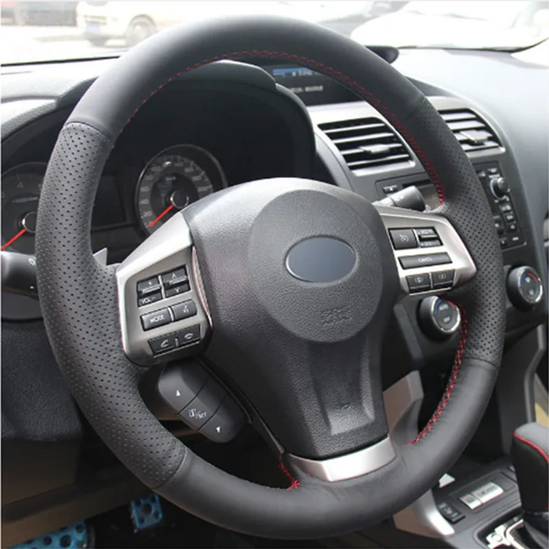 Топ Кожаный руль ручной стежки на обертывание чехол для Subaru Forester 2013- Legacy 2013- Outback 2013- XV 13-15