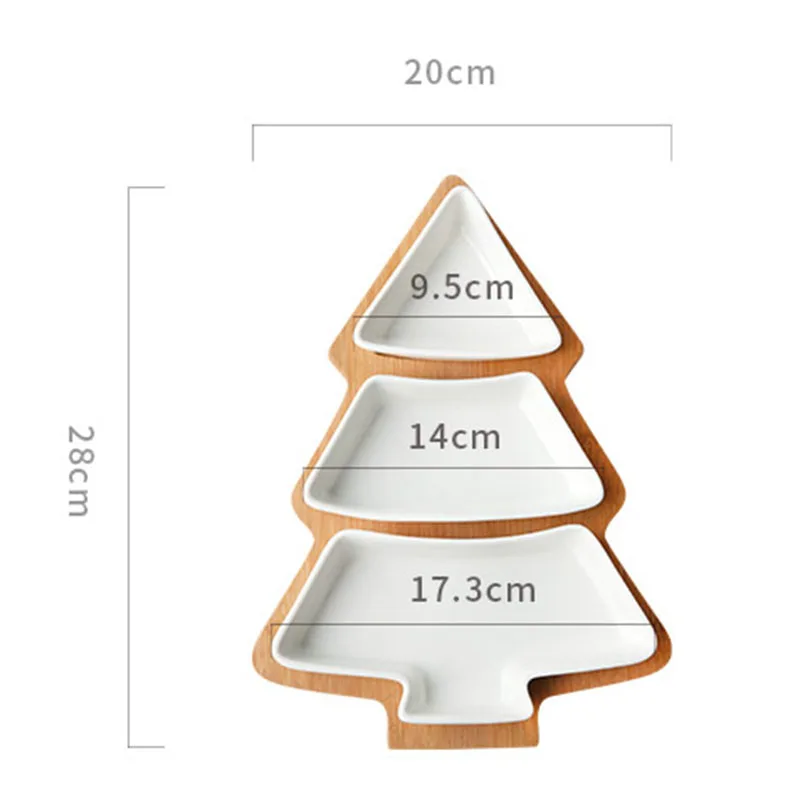 4Pcs/set Christmas Tree Dish Dinnerware Salad Cake Fruit Dessert Candy Ceramic Dishes Porcelain Plates Tray Tableware Set Xmas | Дом и сад