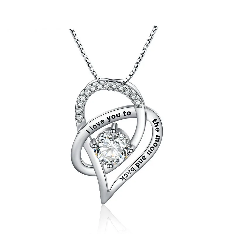 Ожерелье с подвеской I Love You To The Moon and Back в форме сердца ожерелье кристаллами для