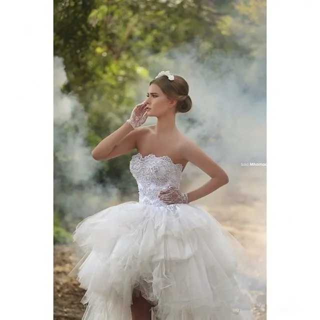 Романтические Свадебные Платья 2017 милая аппликация кружева из бисера высокий