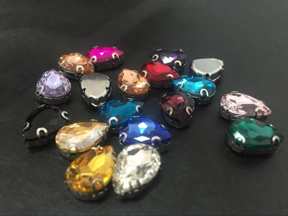 20 шт. 13x18 мм устойчивое к царапинам стекло в форме капли пришивные стразы с чашкой