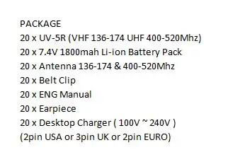 20 шт. Baofeng UV-5r двухстороннее радио uv5r UHF VHF мощный walky talky FM радио